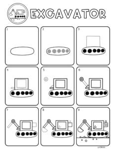 How to draw an Excavator pdf drawing activity